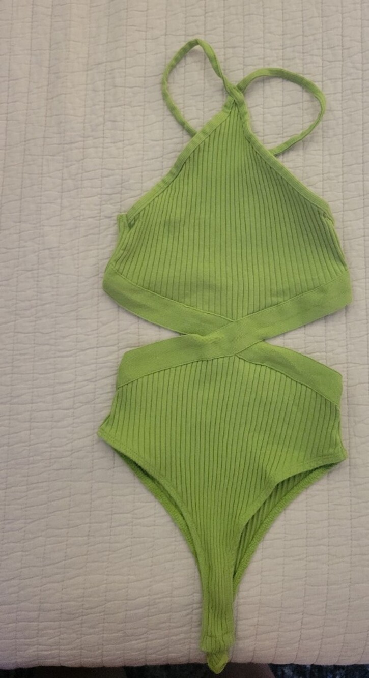 Lime Green Ribbed Crop Top